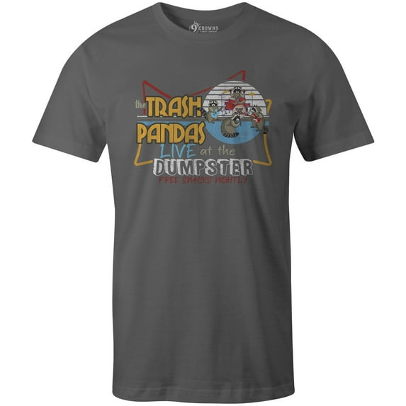 9 Crowns Tees Trash Pandas Funny Racoon Concert Tee (Unisex Metal, Large)
