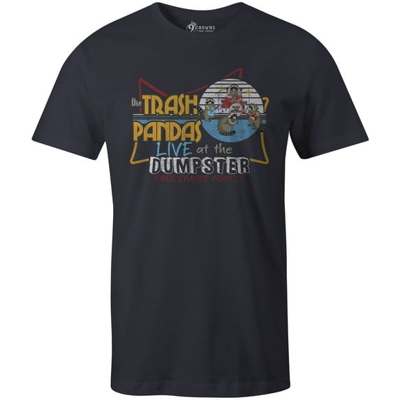 9 Crowns Tees Trash Pandas Funny Racoon Concert Tee (Unisex Navy, X-Large)