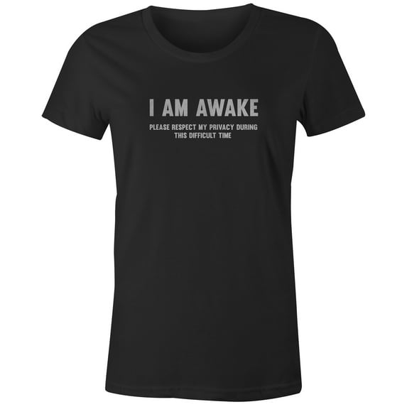 9 Crowns Tees Unfortunately Awake Funny Graphic Tee Shirt (Awake 1 Juniors Black, 3XL)