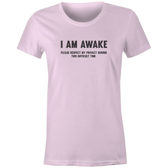 9 Crowns Tees Unfortunately Awake Funny Graphic Tee Shirt (Awake 1 Juniors Pink, X-Large)