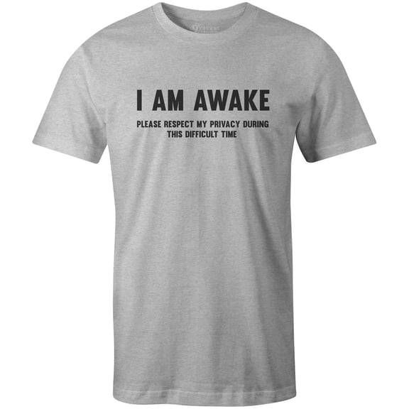 9 Crowns Tees Unfortunately Awake Funny Graphic Tee Shirt (Awake 1 Unisex Grey, Small)