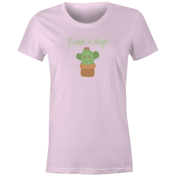 9 Crowns Tees Unisex Catus Need Hug Funny T-shirt (Juniors Pink, Medium)