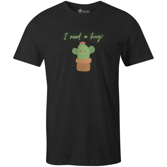9 Crowns Tees Unisex Catus Need Hug Funny T-shirt (Unisex Black, 2XL)