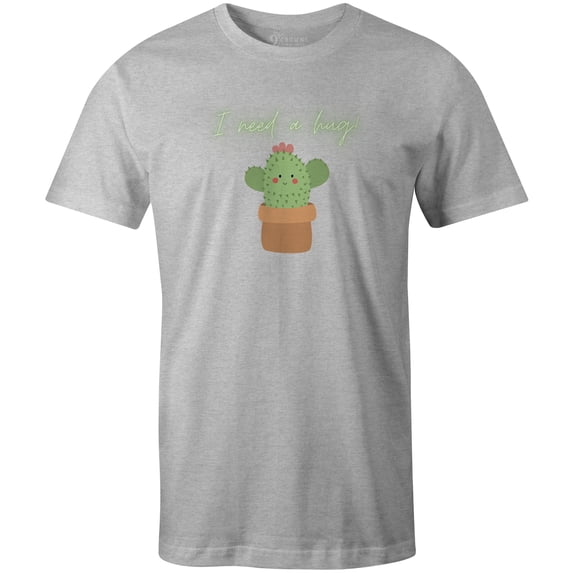 9 Crowns Tees Unisex Catus Need Hug Funny T-shirt (Unisex Grey, Small)