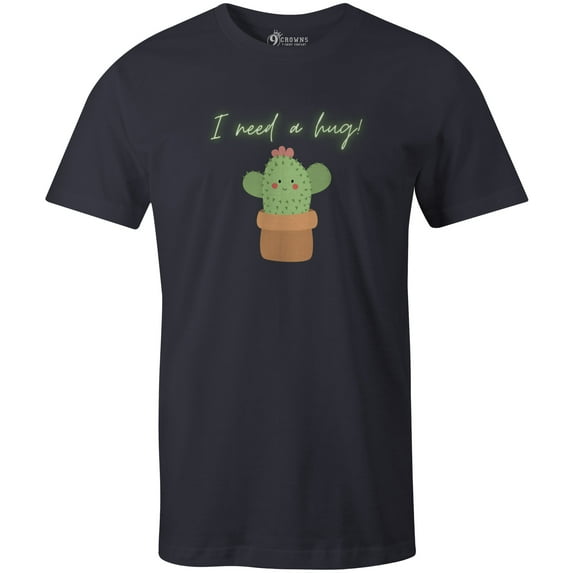 9 Crowns Tees Unisex Catus Need Hug Funny T-shirt (Unisex Navy, 2XL)