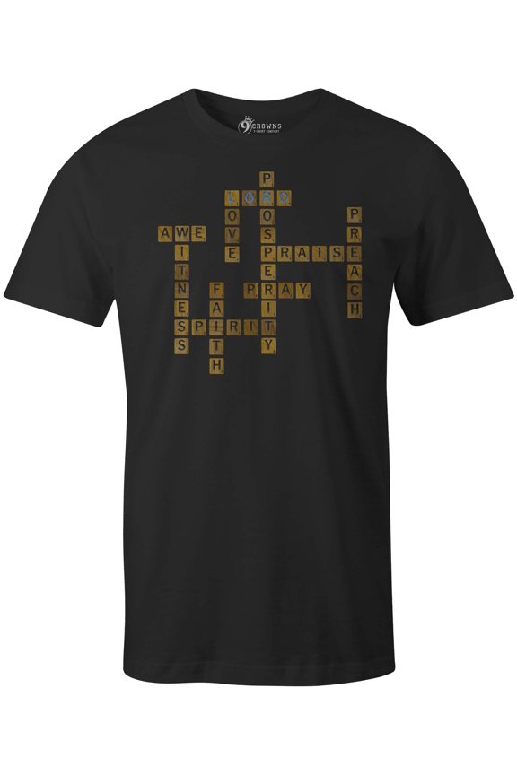 Tees Unisex Christian Faith Word Game Tile T-Shirt (Lord-black, Small)