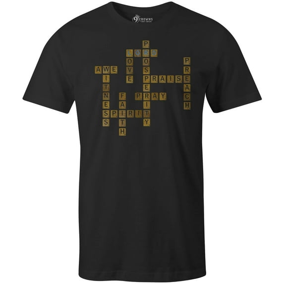 9 Crowns Tees Unisex Christian Faith Word Game Tile T-Shirt (Lord-black, Small)