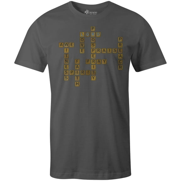 9 Crowns Tees Unisex Christian Faith Word Game Tile T-Shirt (Lord-metal, Small)
