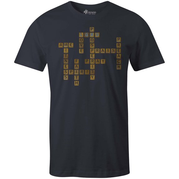 9 Crowns Tees Unisex Christian Faith Word Game Tile T-Shirt (Lord-navy, Small)