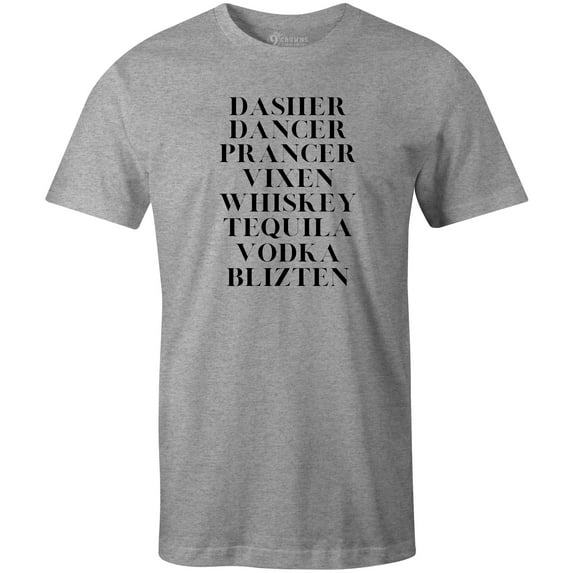 9 Crowns Tees Unisex Holiday X-Mas Christmas Drinking Funny T-shirts (Dasher-Grey, X-Large)