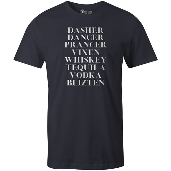 9 Crowns Tees Unisex Holiday X-Mas Christmas Drinking Funny T-shirts (Dasher-Navy, 2XL)