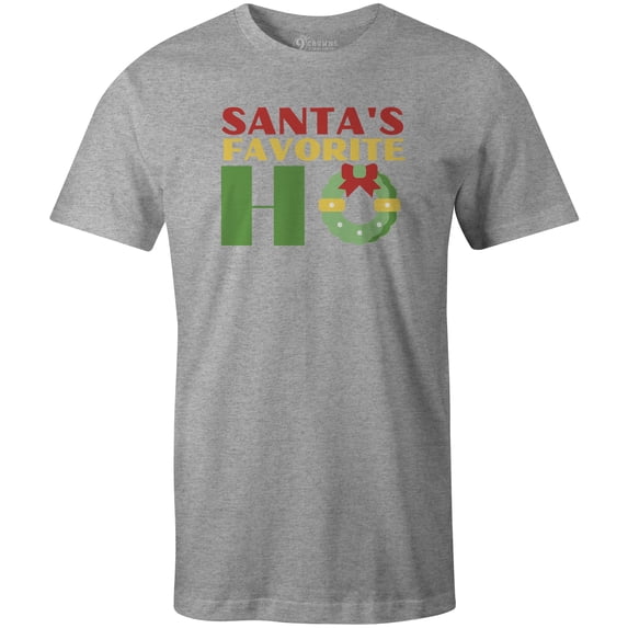 9 Crowns Tees Unisex Holiday X-Mas Christmas Funny T-shirts (2XL, SantaFavHo-Grey)