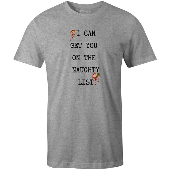 9 Crowns Tees Unisex Holiday X-Mas Christmas Funny T-shirts (Large, Naughtylist-Grey)