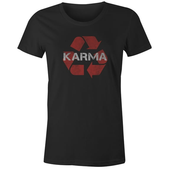 9 Crowns Tees What Goes Around Comes Around Karma Recycle T-Shirt-Mens (Juniors Black, Large)