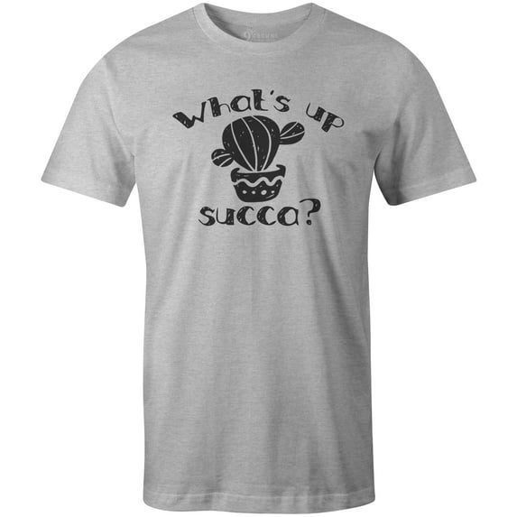 9 Crowns Tees What's Up Succa Funny Cactus T-Shirt (Unisex Grey, 3XL)