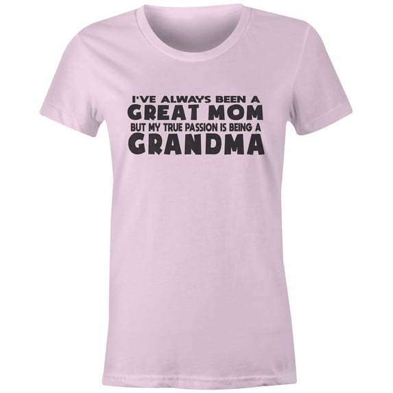 9 Crowns Tees Women's Mommy Shark Cute Graphic T-Shirt (Grandma Juniors-pink, X-Small)