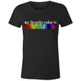 thumbnail image 1 of 9 Crowns Tees Women's My Favorite Color is Rainbow T-Shirt-Char Heather-3XL (Black, Large), 1 of 2
