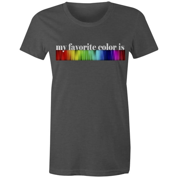 9 Crowns Tees Women's My Favorite Color is Rainbow T-Shirt-Char Heather-3XL (Char Heather, XXX-Large)