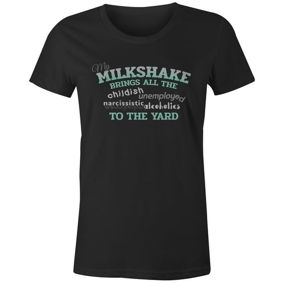 9 Crowns Tees Women's My Milkshake Funny Sarcastic T-Shirt-Unisex (Juniors Black, Small)