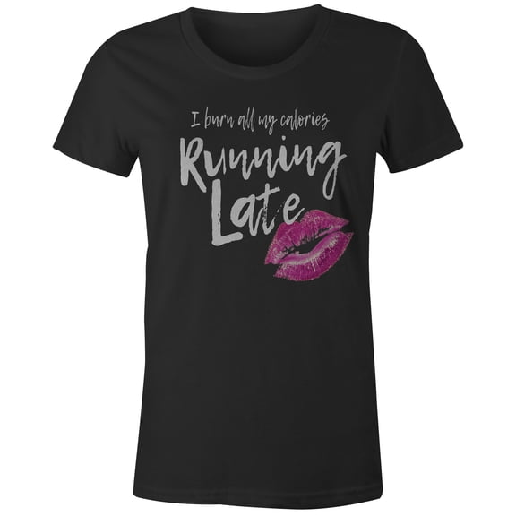 9 Crowns Tees Women's Running Late T-Shirt-Char Heather-3XL (Black, Small)