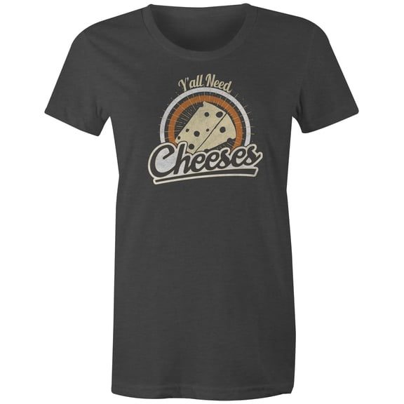 9 Crowns Tees Y'all Need Cheeses Funny Graphic Tee Shirt (Juniors Charcoal, XS)
