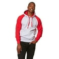 thumbnail image 1 of 9 Crowns Unisex Men's Color Block Pullover Hoodie Raglan Sweatshirt (Heather Grey/Red, Large), 1 of 2
