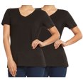 thumbnail image 1 of 9 Crowns Women's Extra Slim Fit V-Neck Crew 2-Pack 3-Pack Tees (2 V-Neck Black, S), 1 of 2