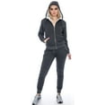 thumbnail image 1 of 9 Crowns Women's Slim Fit Sherpa Lined Tracksuit Hoodie Jogger Pants Set (Charcoal, Large), 1 of 2