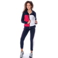 thumbnail image 1 of 9 Crowns Women's Slim Fit Tracksuit Hoodie Jogger Pants Set (Navy/Red/White, Large), 1 of 2