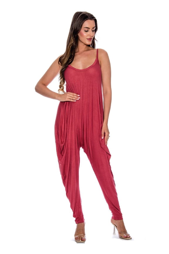 Women's TR Harem Pant Capri Jumper Romper (Rose, Small)