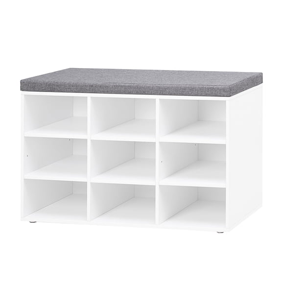 9 Cubby White Shoe Storage Bench Multifunctional Organizer for Entryway Mudroom Hallway Closet