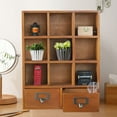 thumbnail image 1 of Wood Wall Mounted Floating Shelves, Rustic Shadow Box Shelf with 9 Compartment Brown, 1 of 7
