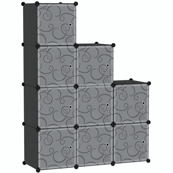 9-Cube Black Closet Organizer, Modular Plastic Storage Cabinet for Bedroom Living Room