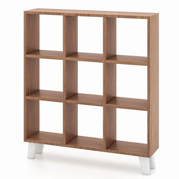 9-Cube Bookcase with 6 Removable Shelves and Raised Support Feet
