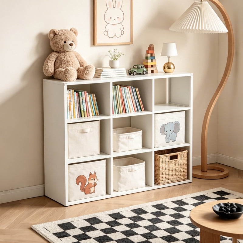 9-Cube Metal Bookcase, Open Storage Cabinet Bookshelf, Display Shelf for Living Room, Bedroom, Home Office