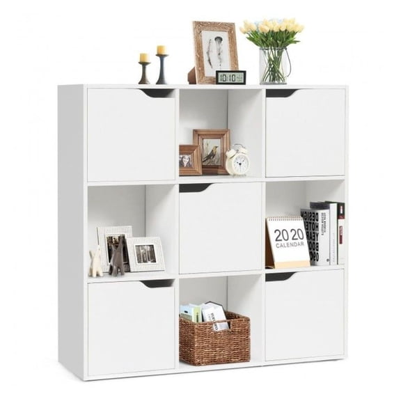 9-Cube Storage Organizer, White Bookcase, Wood Divider for Home & Office - 35.5"x11.5"x35.5", 90lbs Capacity