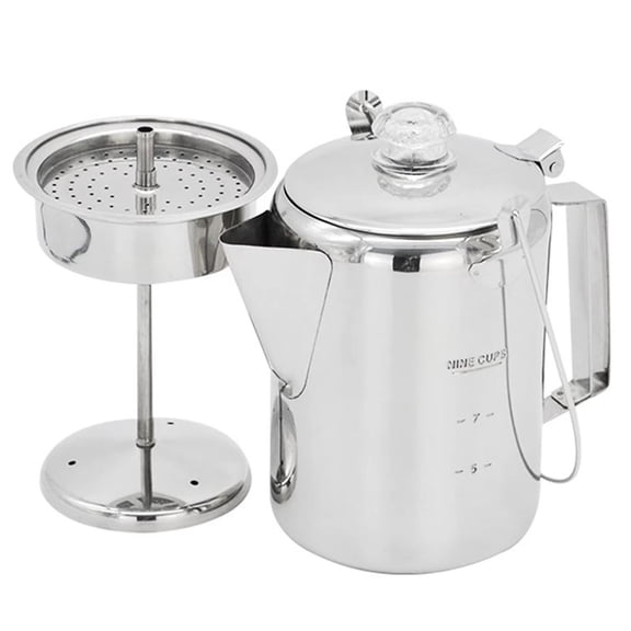 Hinged Lid Coffee Percolator Stainless Steel Clear Knob Coffee Maker Coffee Pots for Campfires and Stove Top Brewing