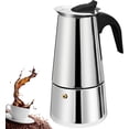 thumbnail image 1 of 9 Cup Stovetop Espresso Maker Stainless Steel Moka Pot Stove Top Percolator Italian Coffee Makers Capable Mocha Greca Machine Cafe Classic Induction Cookers for Home and Camping 450ml 15oz, 1 of 8