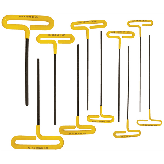 9" Cushion Grip Loop T-Handle Hex Wrenches, 10 pie