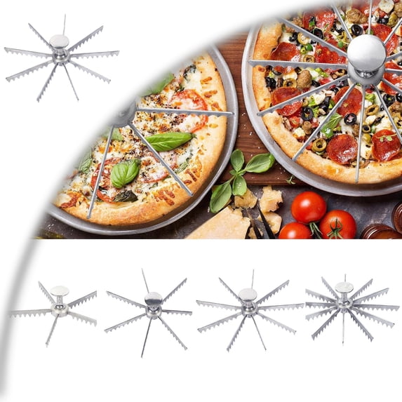 9-Cut Aluminum Pie and Cake Marker, Guideline and Portion Divider Cake Cutter Silver Pie Slice Cutter Baking Tools Kitchen Accessories Cook Supplies for Cheesecake Pizza