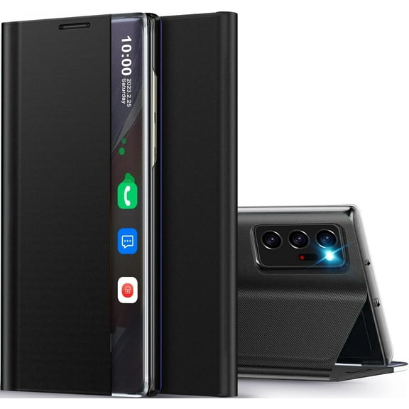 9 DIGITAL Shockproof Flip Cell Phone Case with Kickstand for Samsung Galaxy Note 20 Ultra, Black