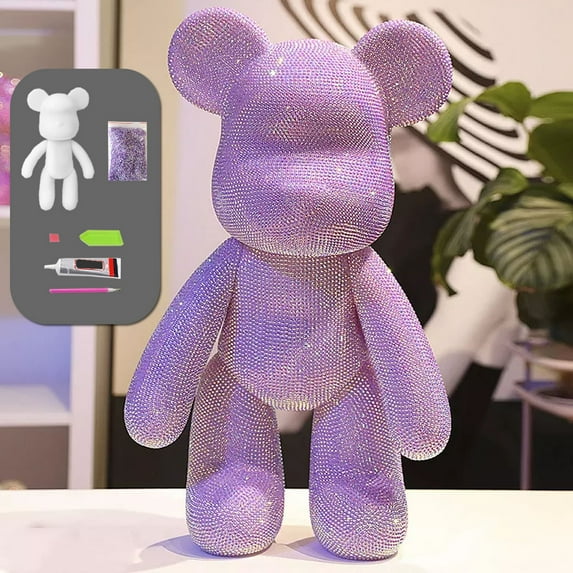 9" DYI Create Arts n Craft Non-Toxic 5D Diamond Bling Rhinestone Bear Kit-PURPLE