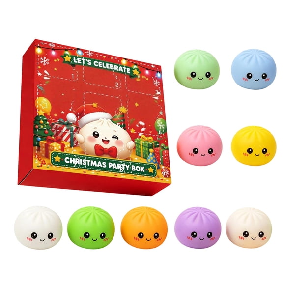 9‑Day Dumpling Squishy Advent Calendar,Cute Bun Squeeze Fidget Toys, Short Christmas Countdown Gift for Kids