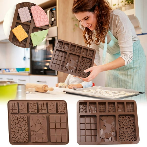 9 Different Full Page Chocolate Molds Set | Food-Grade Silicone Material | 9 Unique Designs for Creative Chocolate Making | Reusable & Easy Demold | Perfect for Baking & Parent-Child Activities