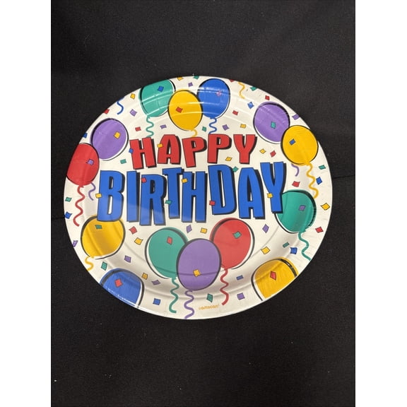 Happy Birthday 9 Paper Plates 8 ct Featuring Balloons