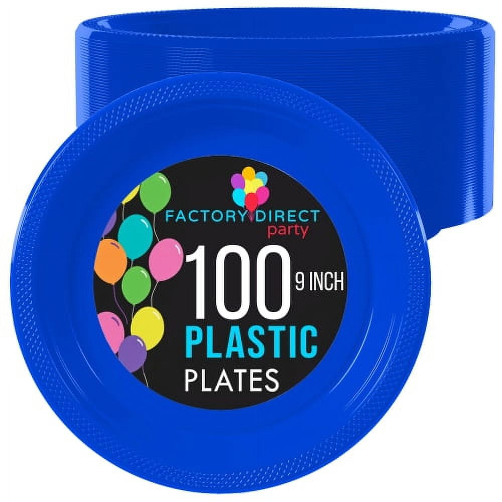 9" Disposable Plastic Plates Bulk 100 Count Party Pack Premium