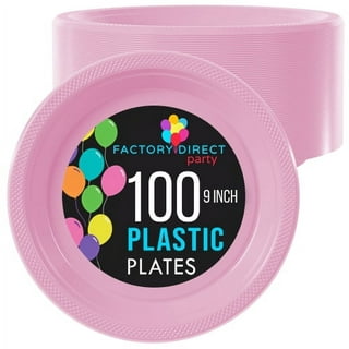  WDF 25 Guest Pink Plates with Disposable Plastic