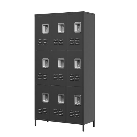 Xutumm 9-Door Metal Lockers with Lock - 72"H Storage Locker Cabinet for School, Office, Gym, Bedroom, Gray, Assembly Required