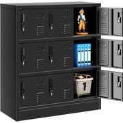 SOLAURA 9 Doors Metal Locker Storage Cabinet for Employee, Home, Office, Gym Black