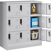 SOLAURA 9 Doors Metal Locker Storage Cabinet for Employee, Home, Office, Gym Gray